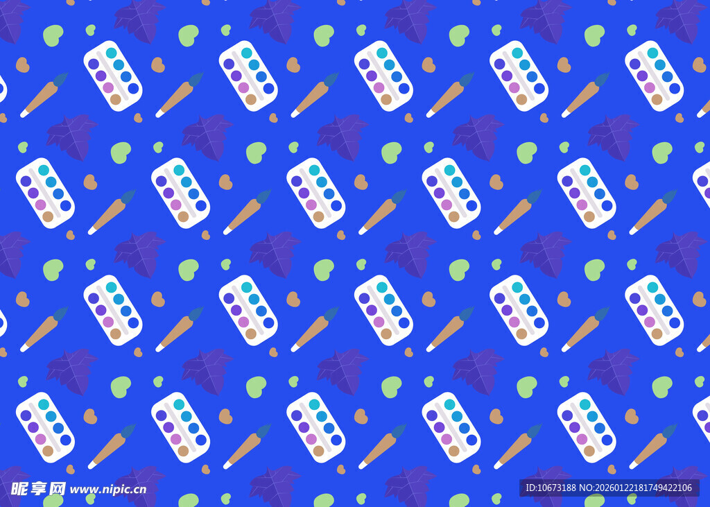 蓝色卡通餐具图案背景