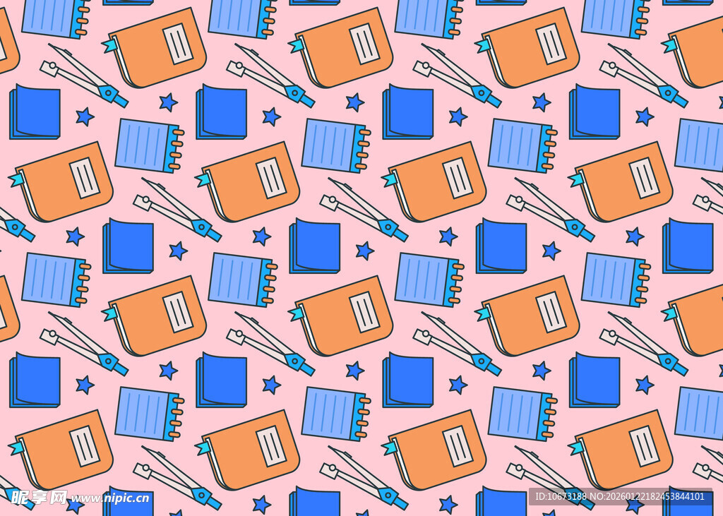 多彩文具图案背景