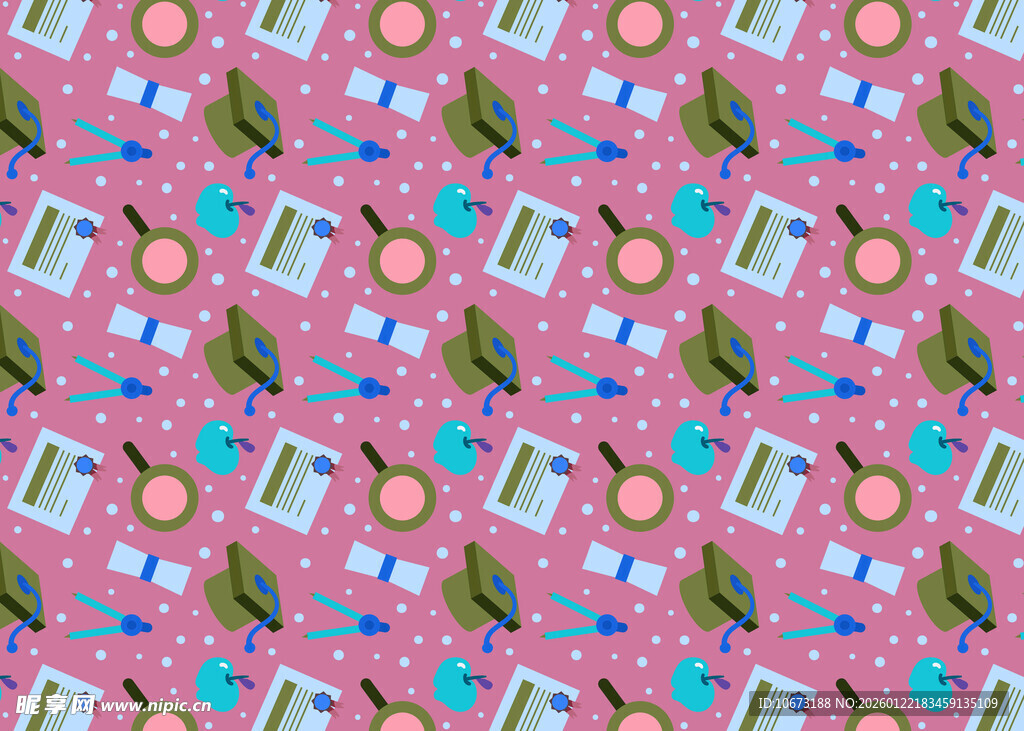 粉色背景多彩图案无缝纹理