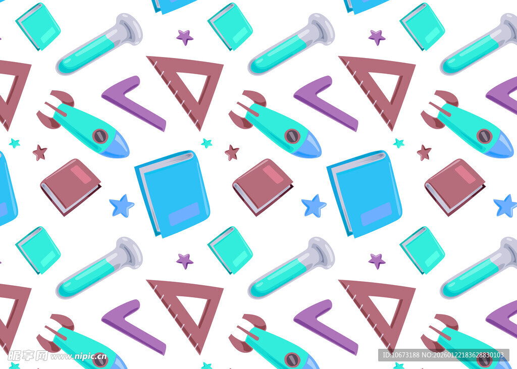 多彩文具图案无缝背景