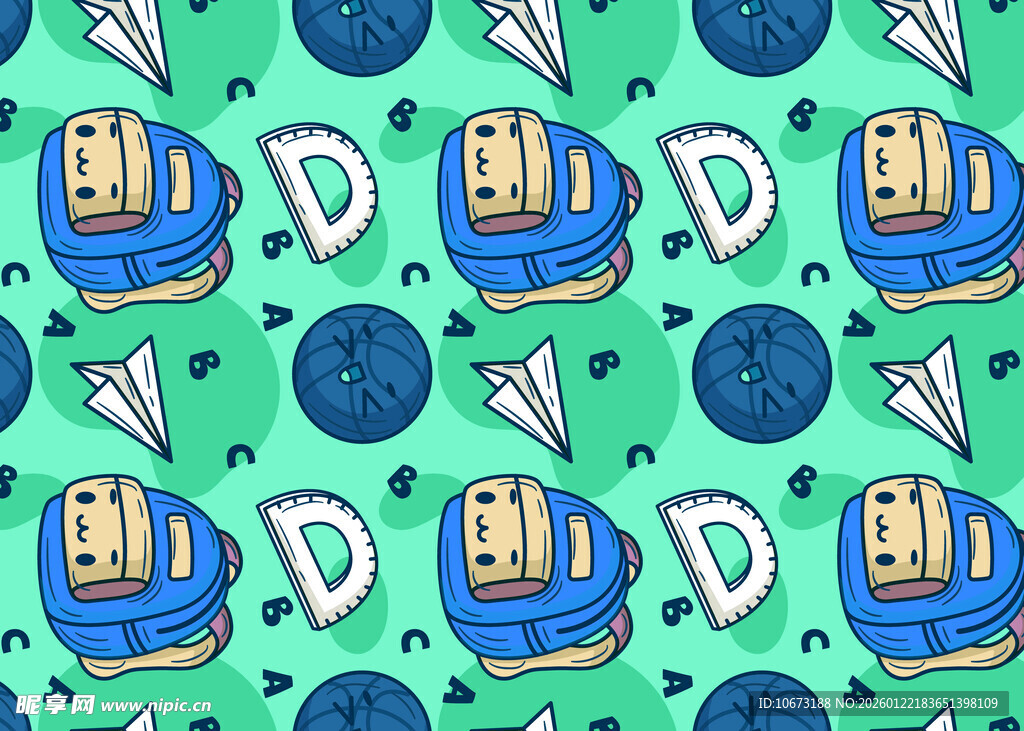 卡通风格火箭星球图案