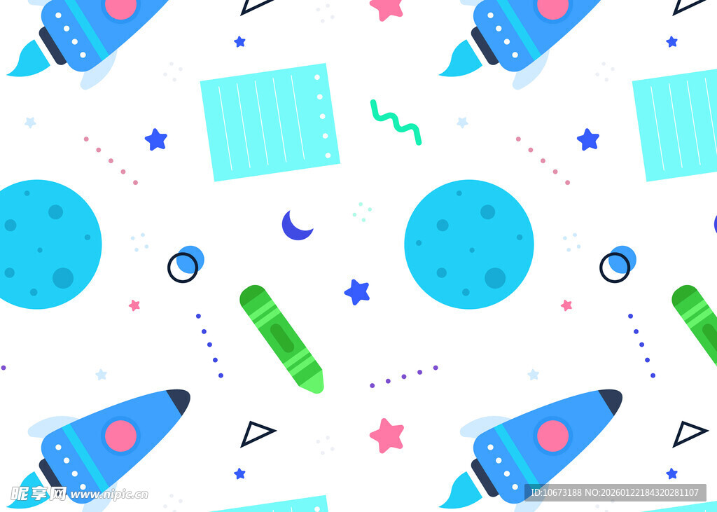 太空主题卡通图案背景