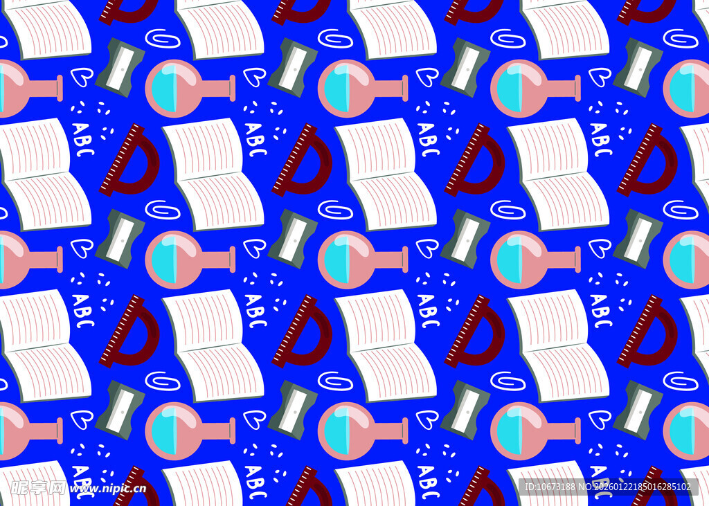 多彩办公元素无缝图案