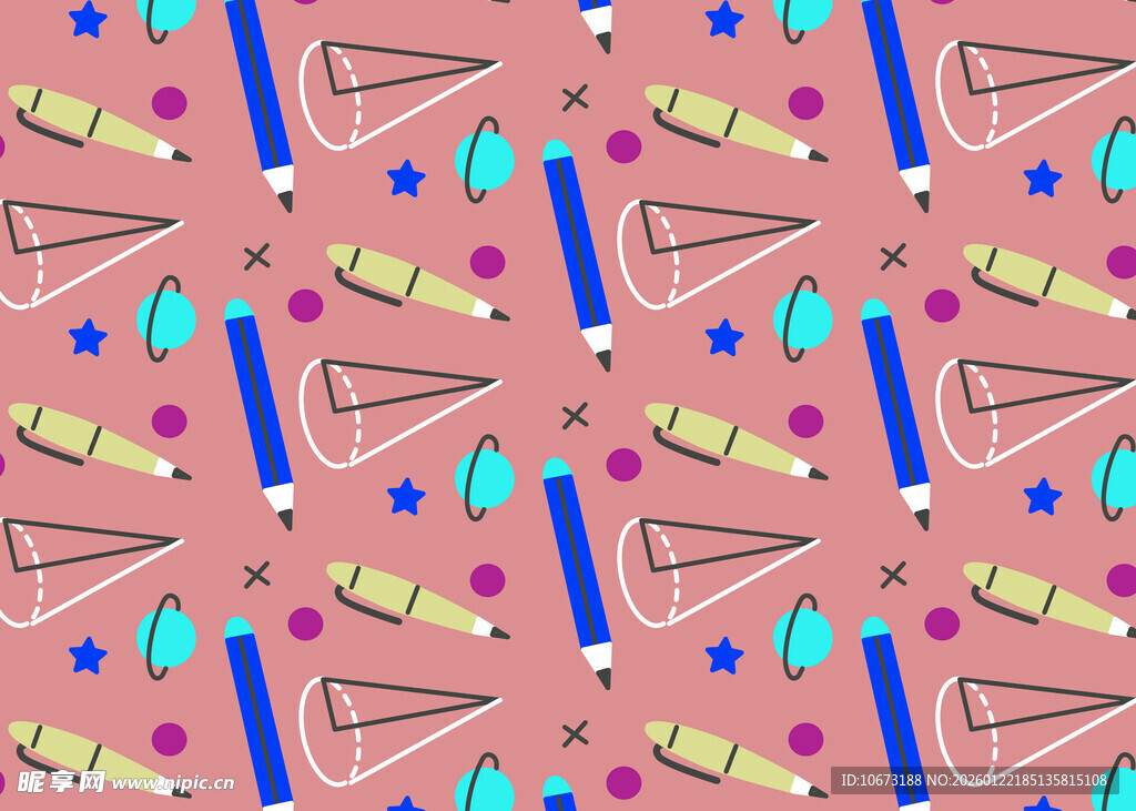 多彩文具图案背景设计