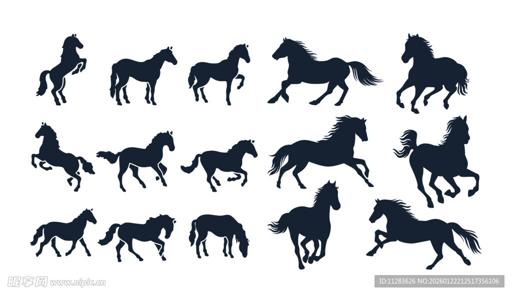 骏马奔腾剪影图