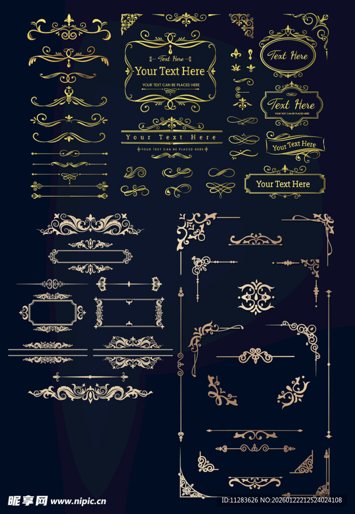 复古金色装饰图案设计素材
