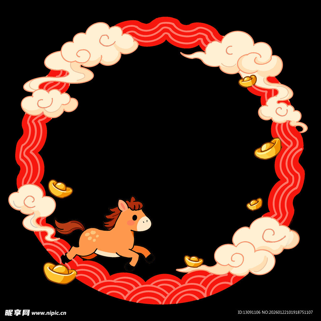 马年喜庆边框装饰图案