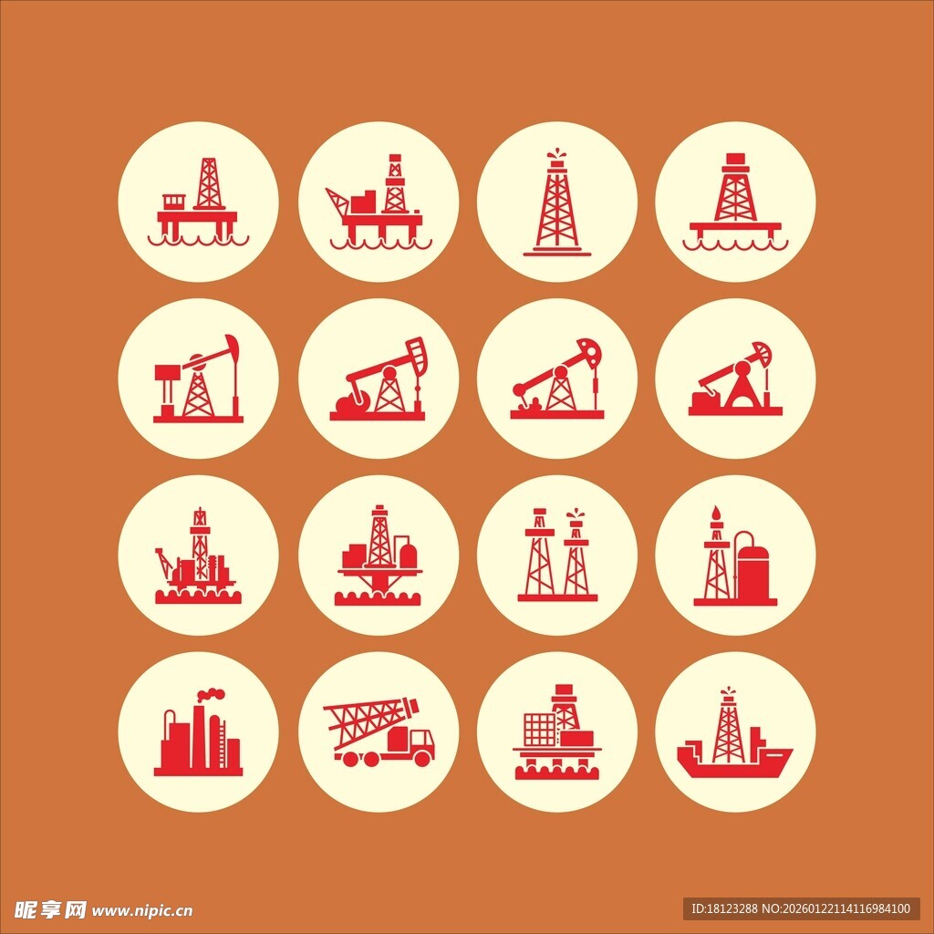 石油钻机工业图标集合