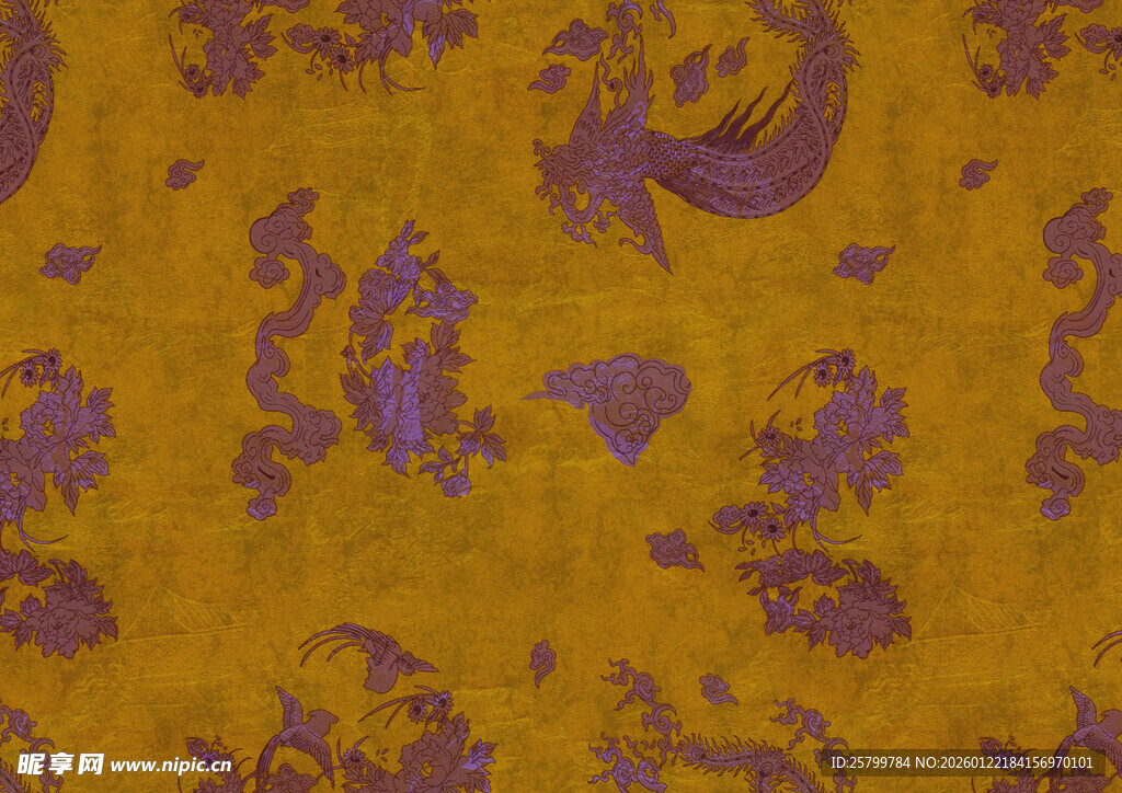 复古紫黄交织花纹图案