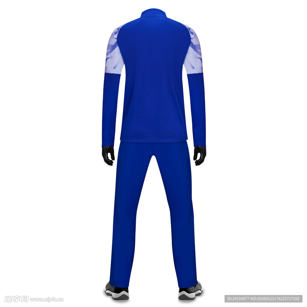 蓝色运动套装背面展示