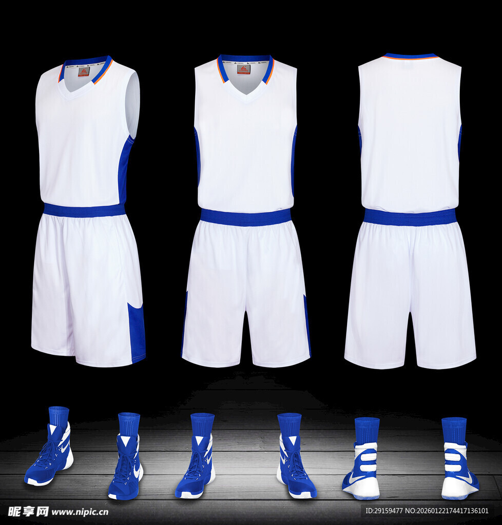 蓝白篮球运动套装展示