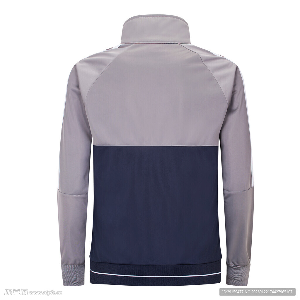 男士拼色立领长袖运动上衣