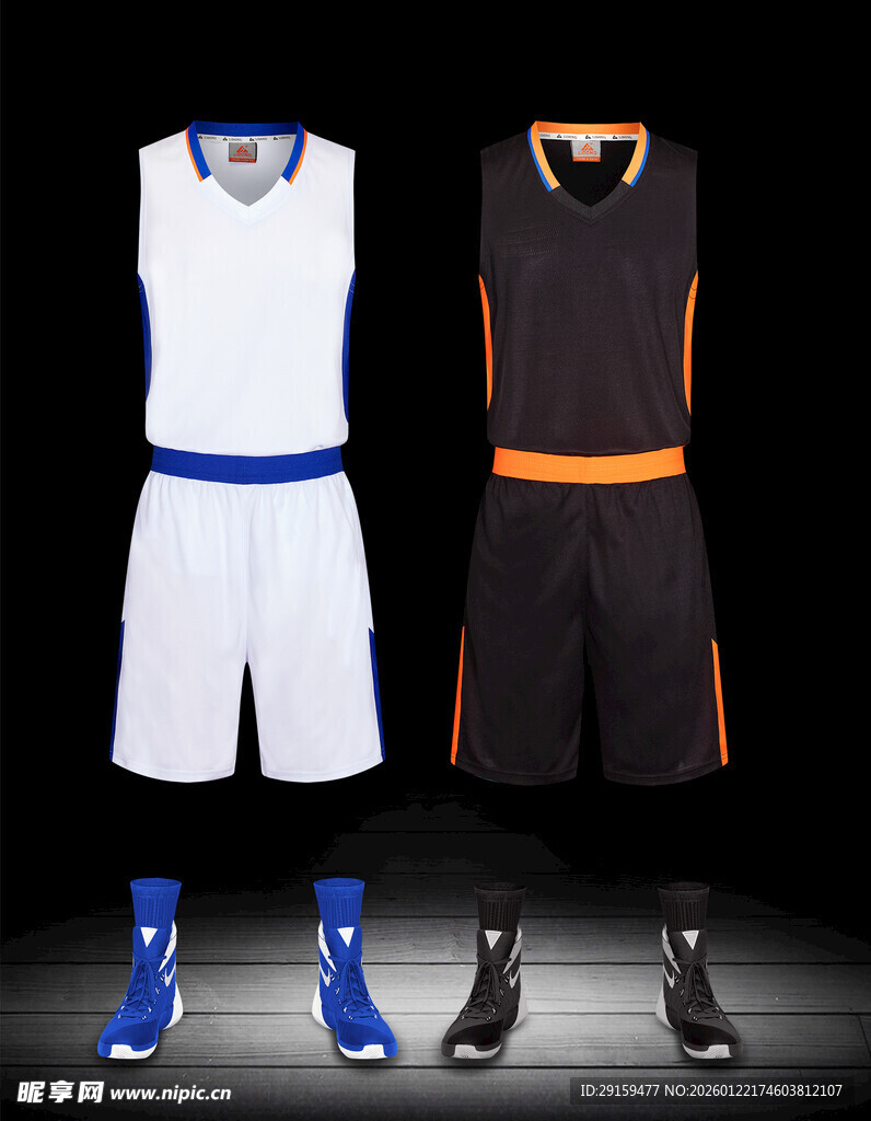 篮球运动套装与球鞋展示