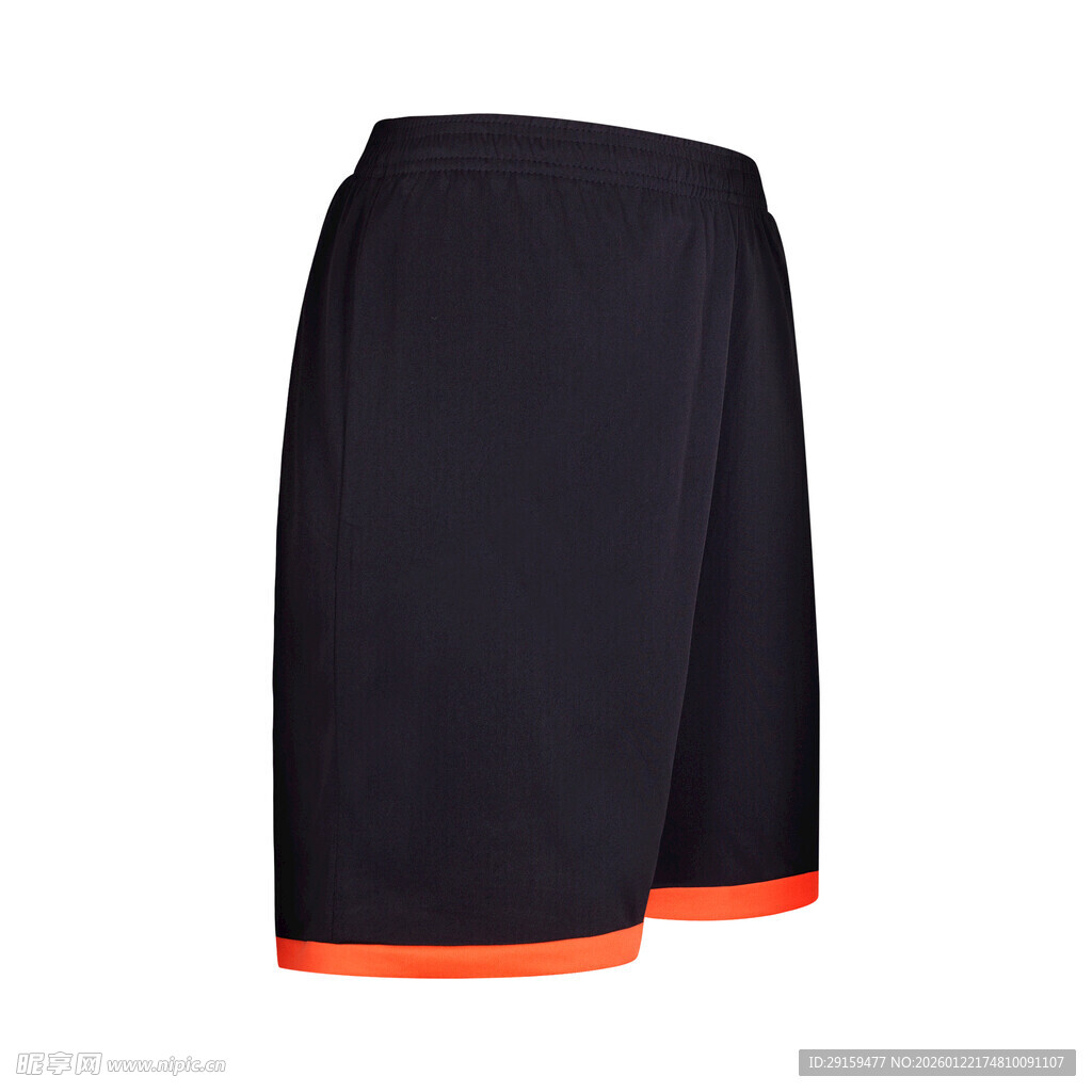 黑色配橙边运动短裤