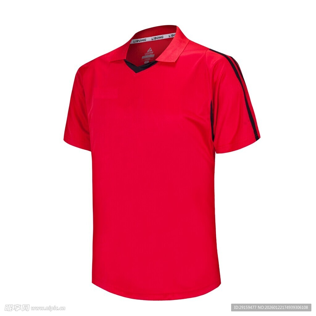 红色短袖polo衫展示