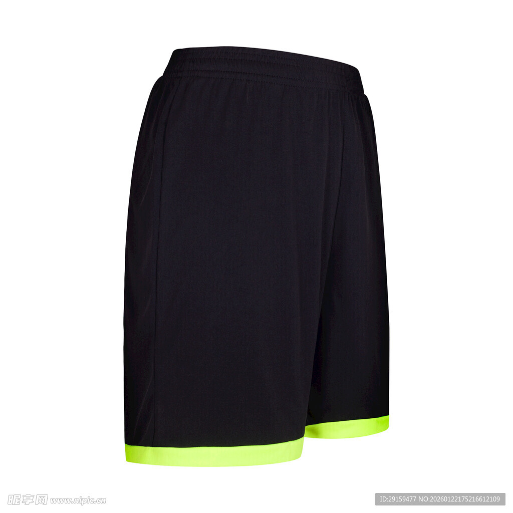 黑色短裤配绿色边饰