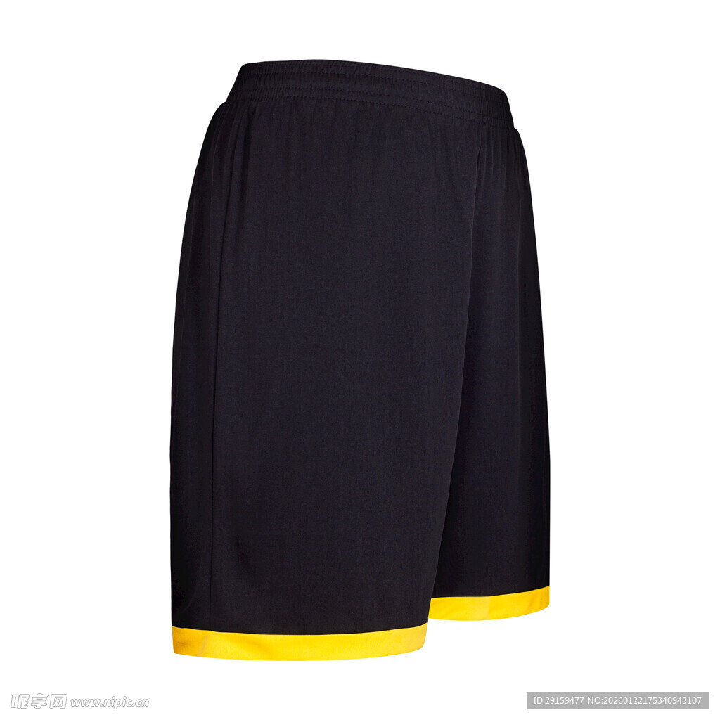 黑色黄边运动短裤
