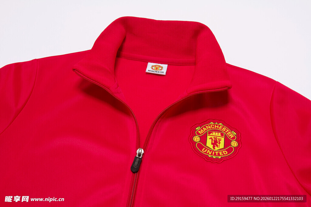 曼联红色拉链运动上衣