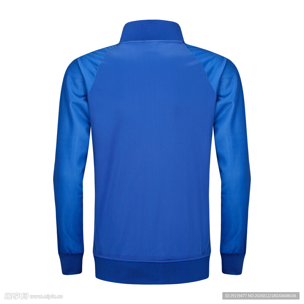 蓝色长袖运动上衣背面