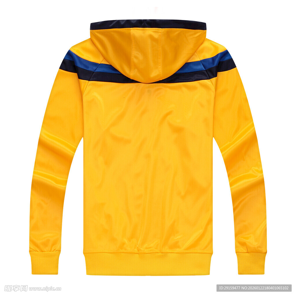 黄色连帽长袖卫衣