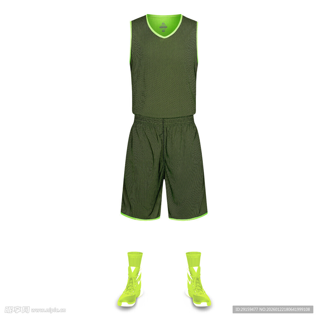 绿色篮球运动套装及鞋袜