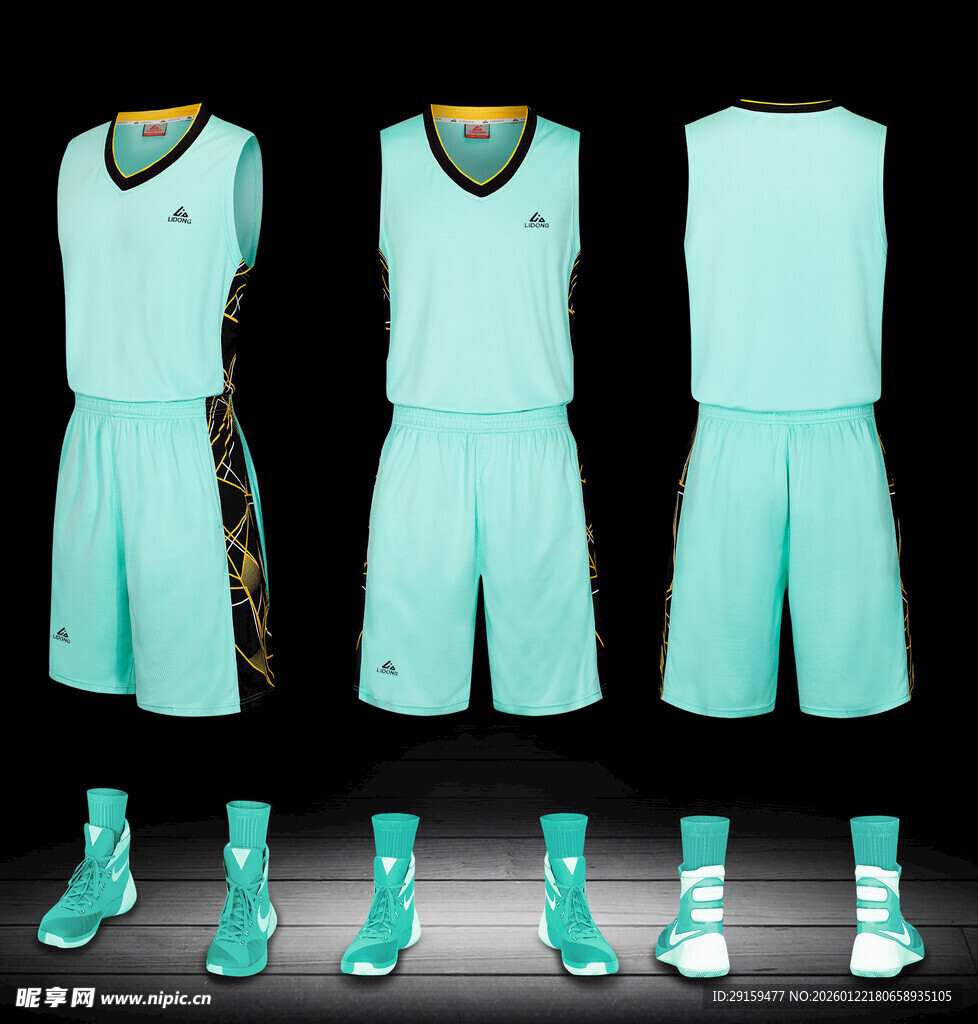 薄荷绿篮球运动套装展示