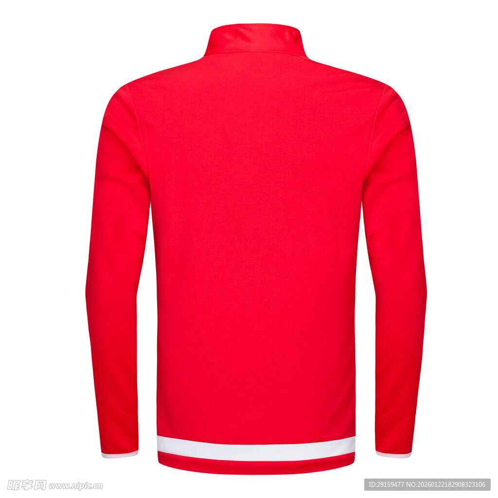 红色立领长袖针织衫