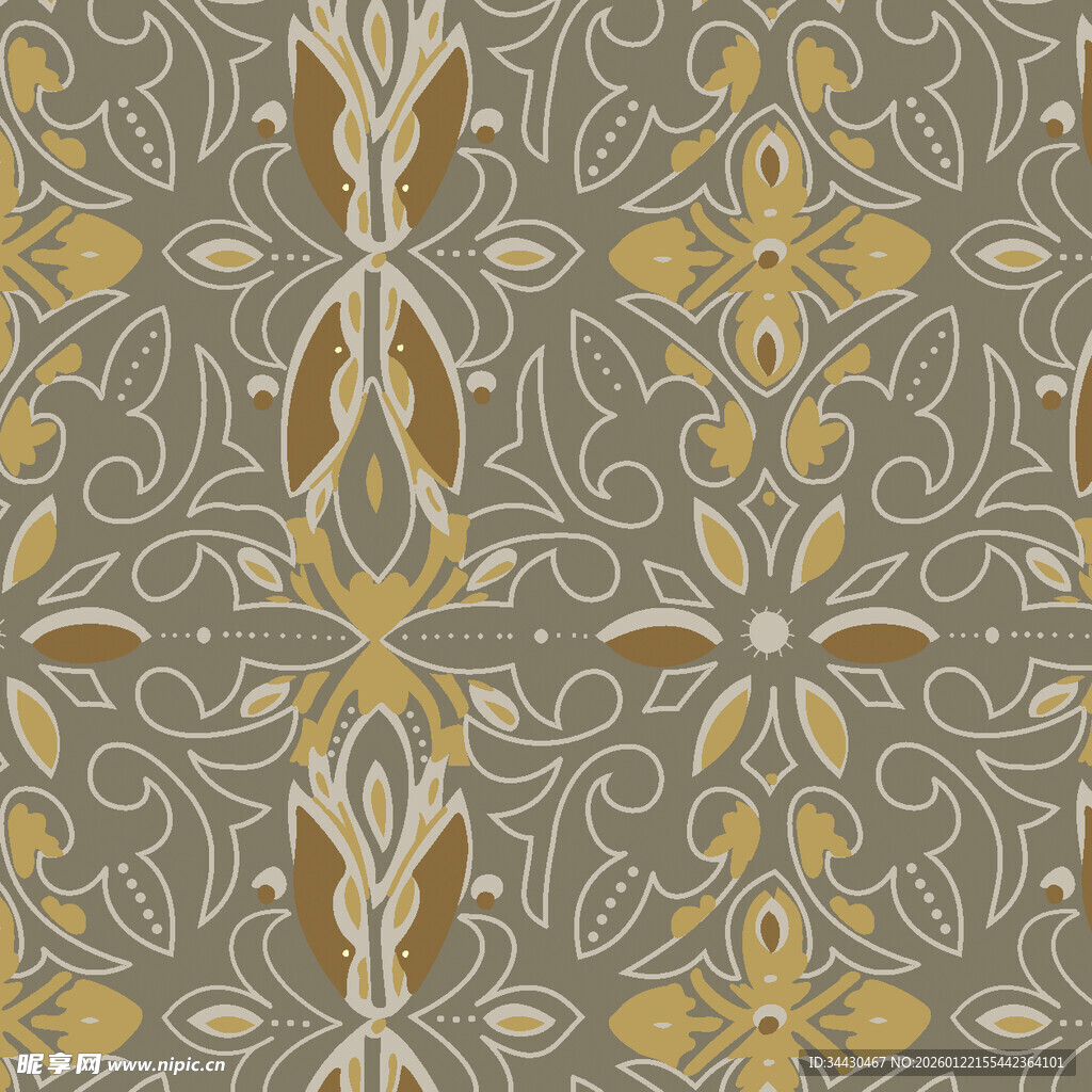 复古金色花纹图案设计