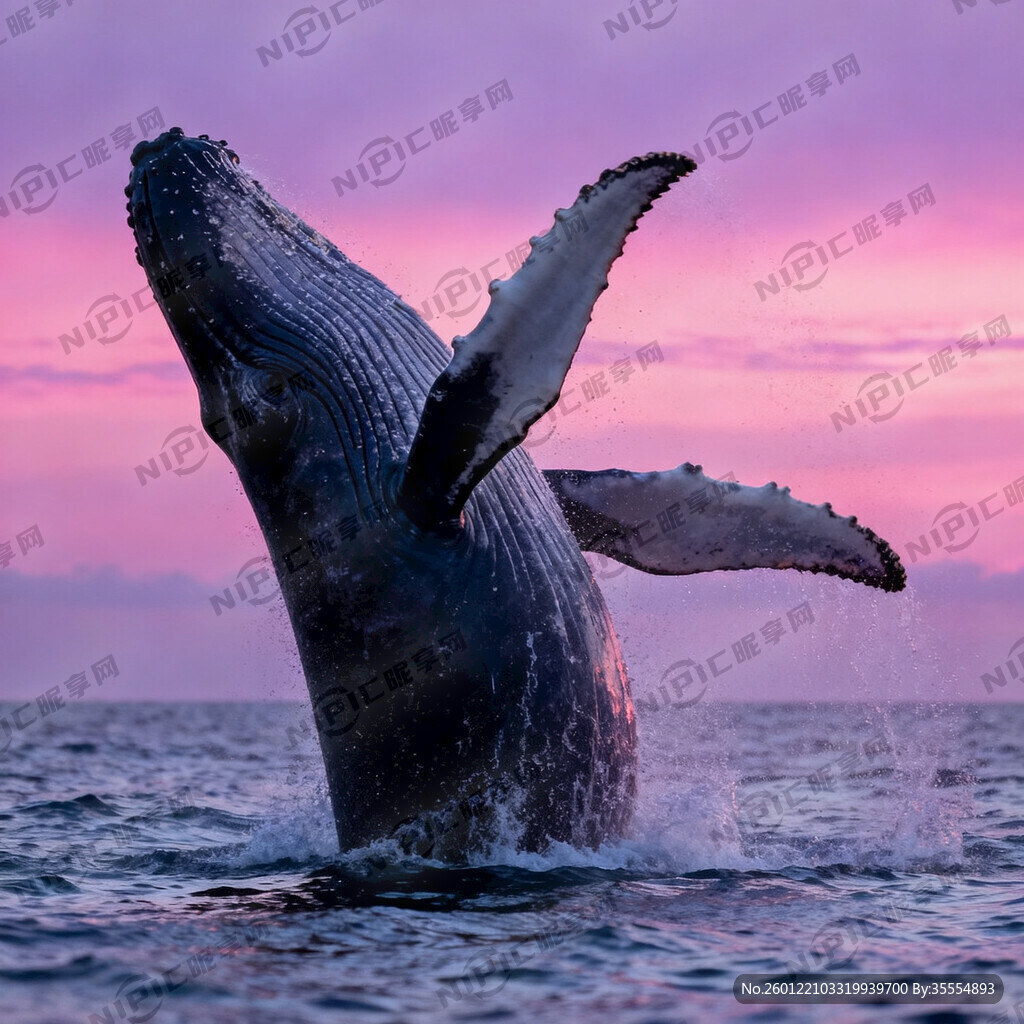 座头鲸‌在海面跃起。它体型庞大