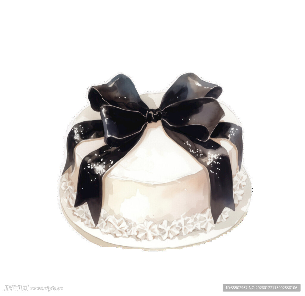 精致黑蝴蝶结装饰白色蛋糕
