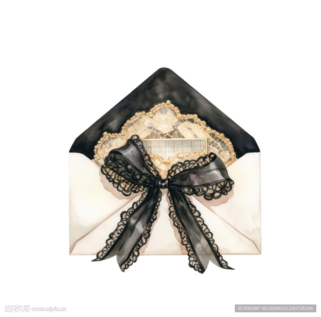 精致蕾丝蝴蝶结装饰信封