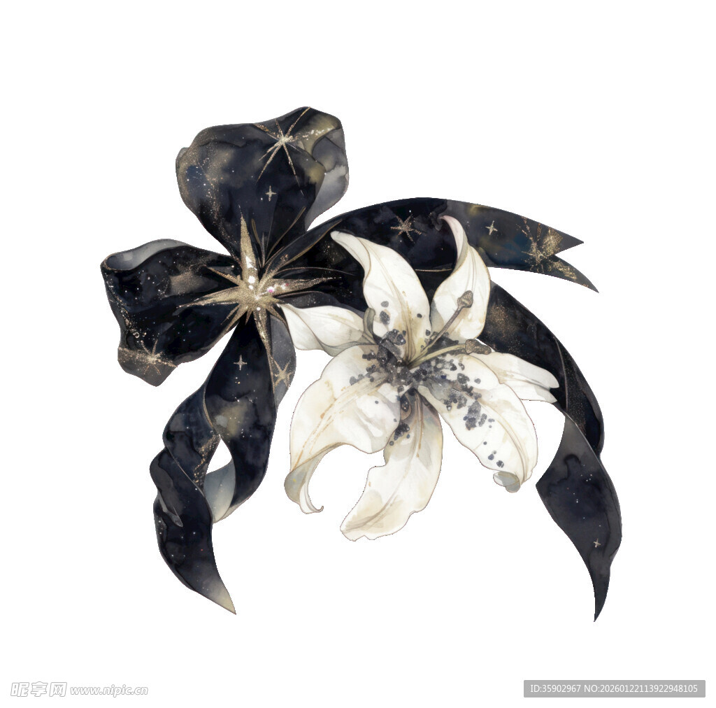 黑白花卉艺术插画