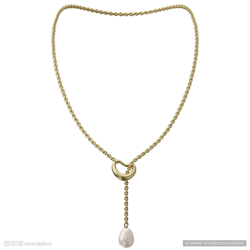 简约珍珠打结金项链