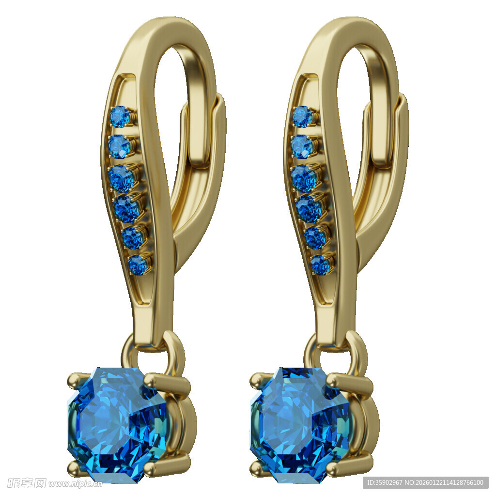 蓝宝金质耳环