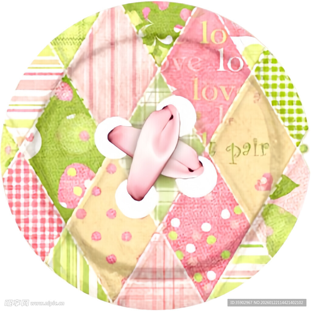 拼布风圆形纽扣