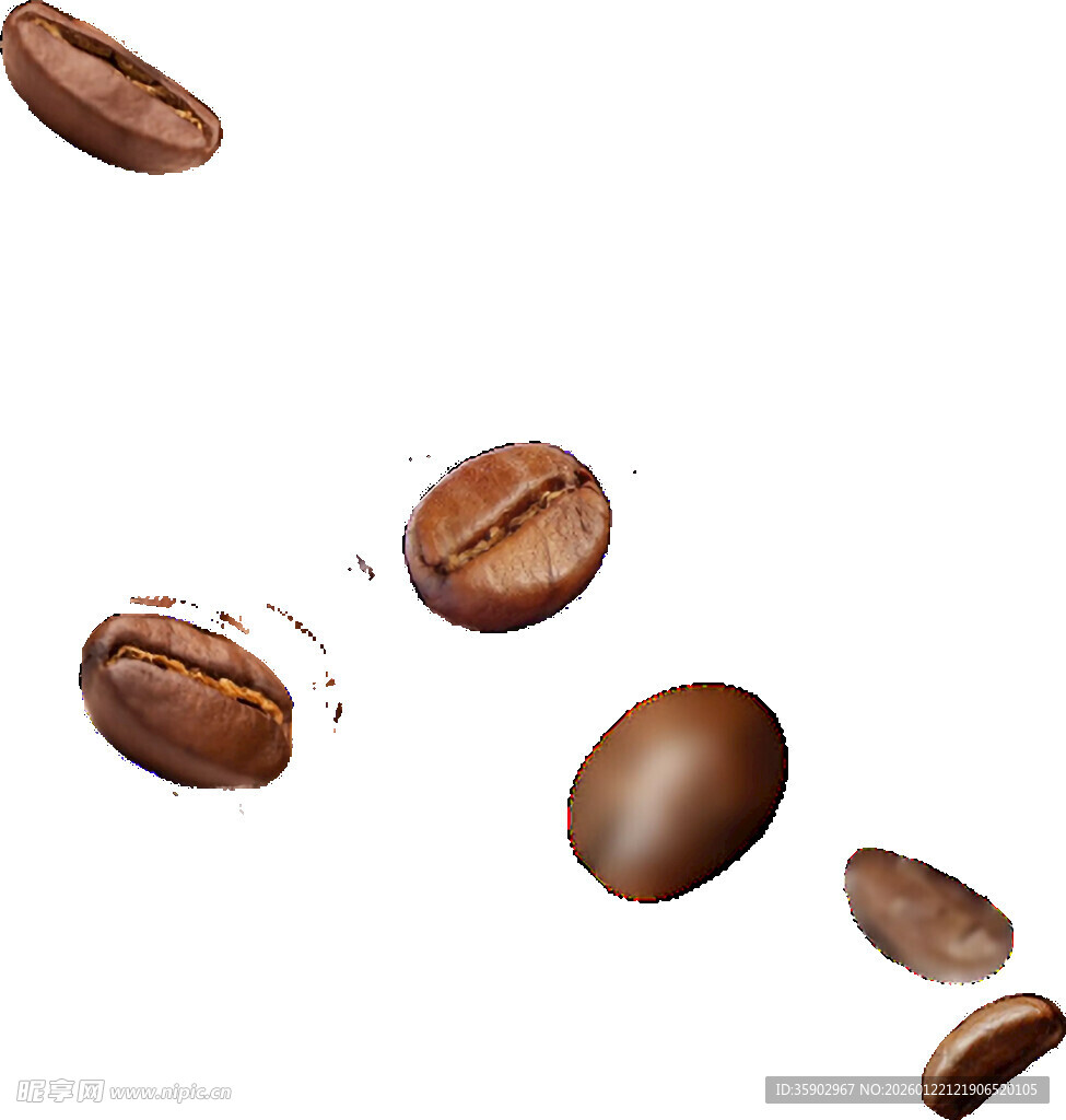 咖啡豆空中飞舞瞬间