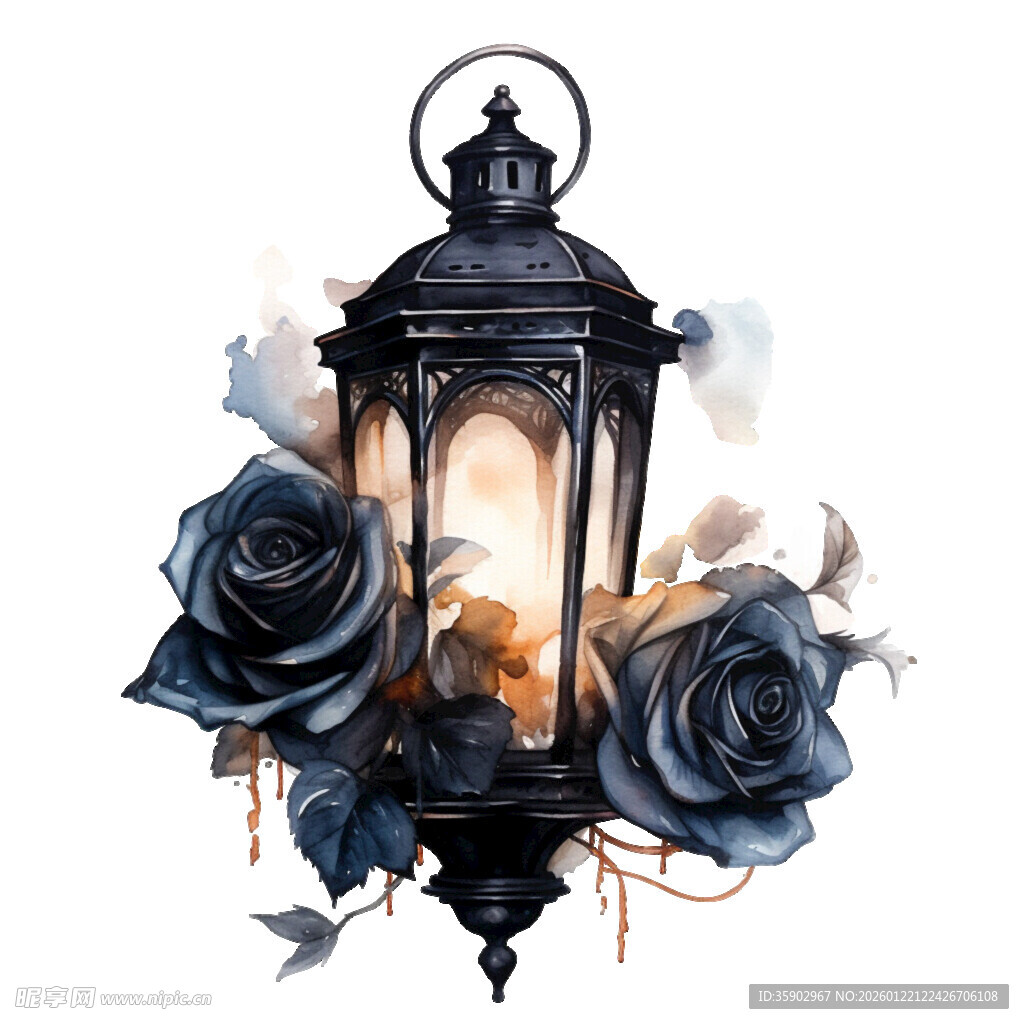 复古风玫瑰装饰铁艺灯笼