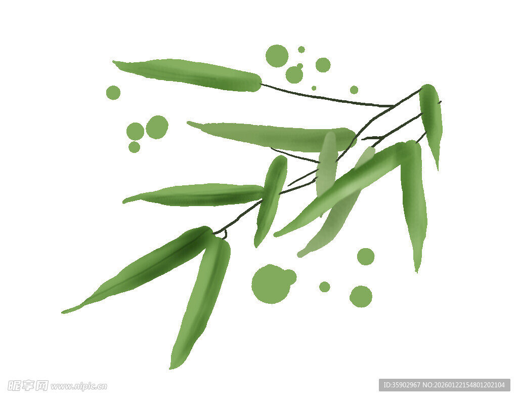 清新竹叶插画