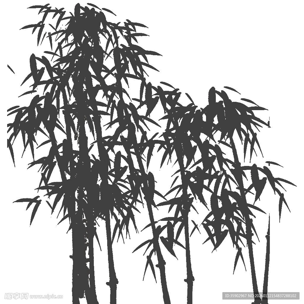 水墨风竹林剪影