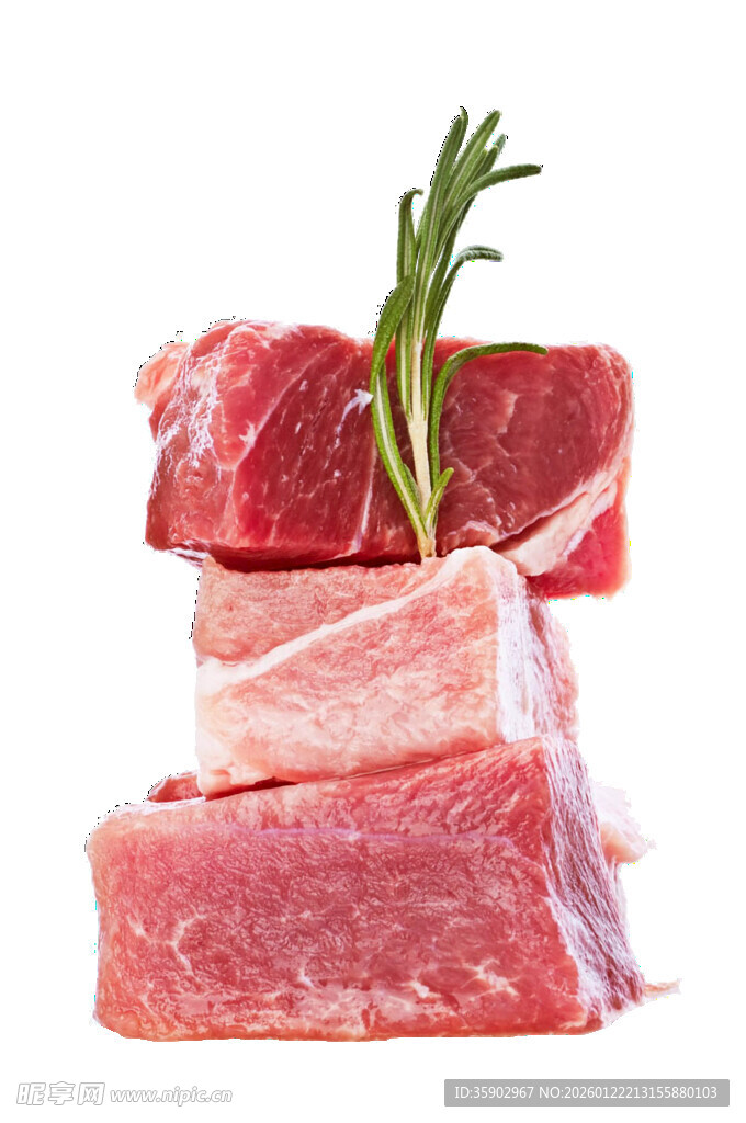 新鲜生肉块配迷迭香