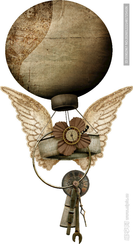 蒸汽朋克风带翼钥匙装饰物