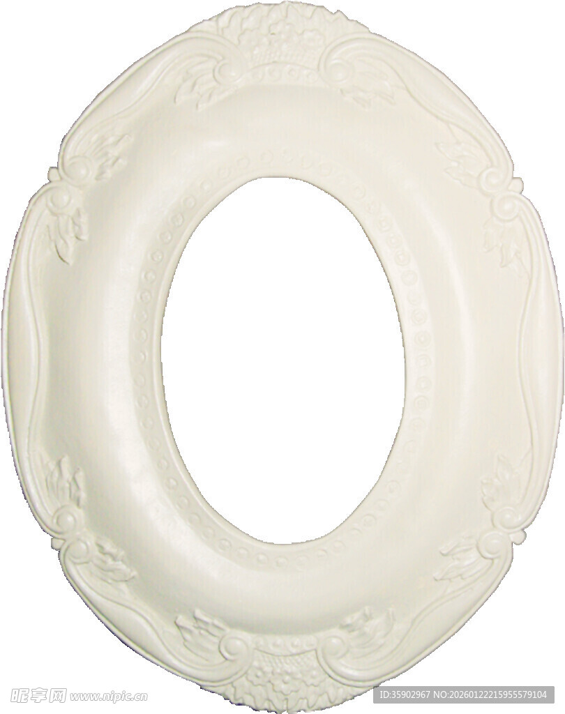 白色雕花椭圆形装饰框