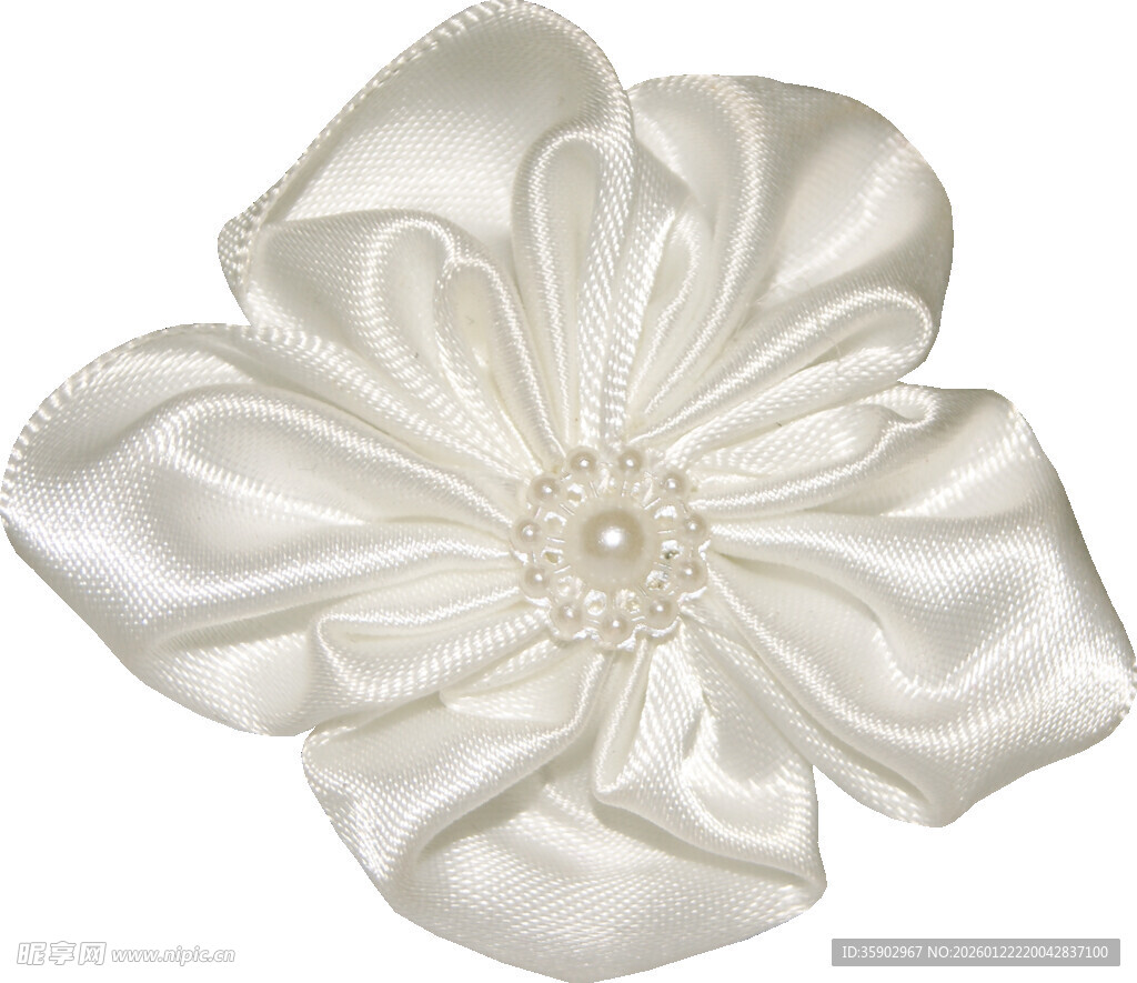 白色绸缎花朵饰品