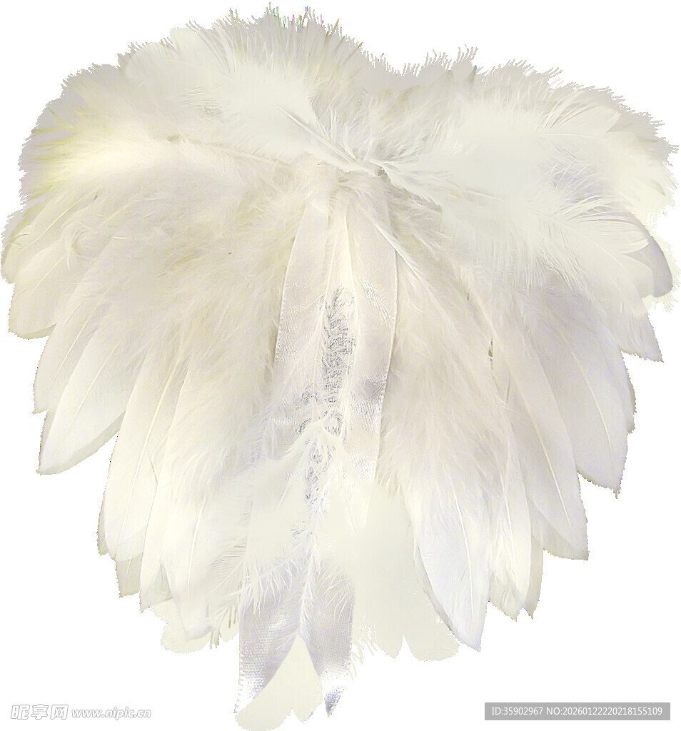 白色羽毛心形装饰