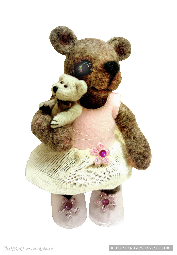 小熊玩偶抱小熊温馨画面