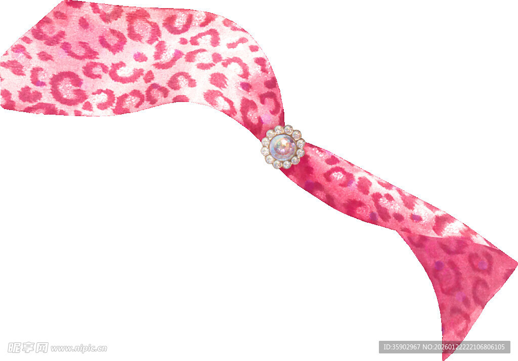 粉色豹纹蝴蝶结发饰