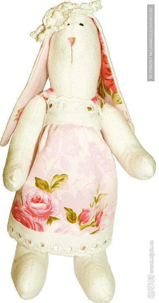粉色花朵裙装兔子玩偶