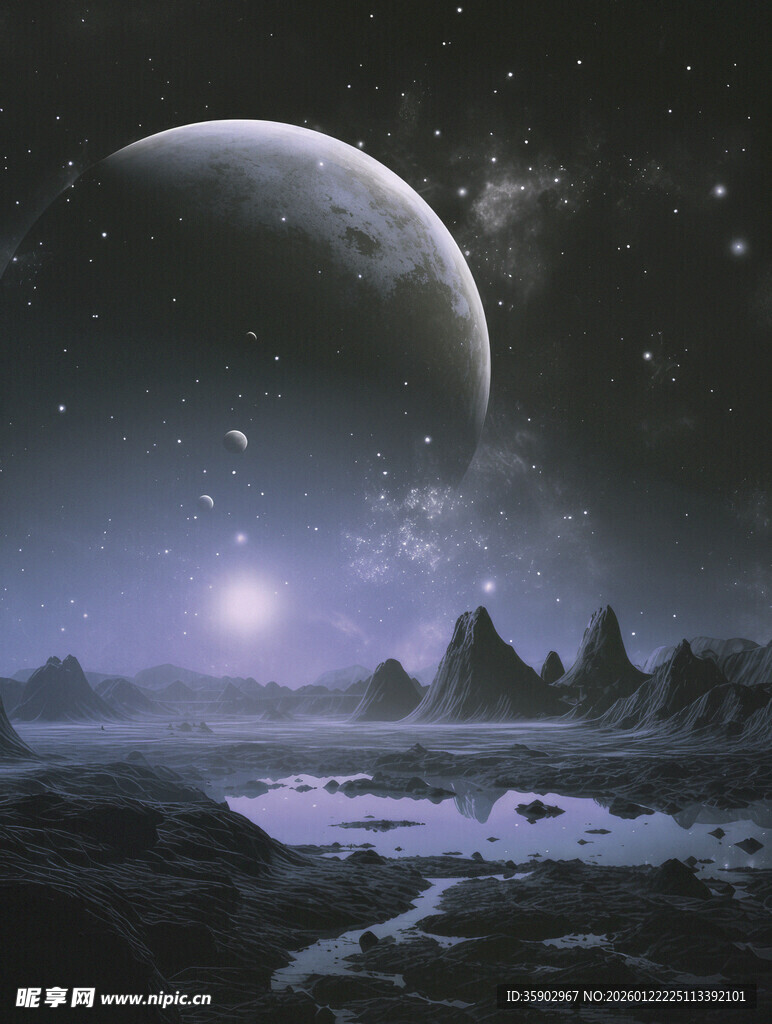 梦幻外星月夜景观