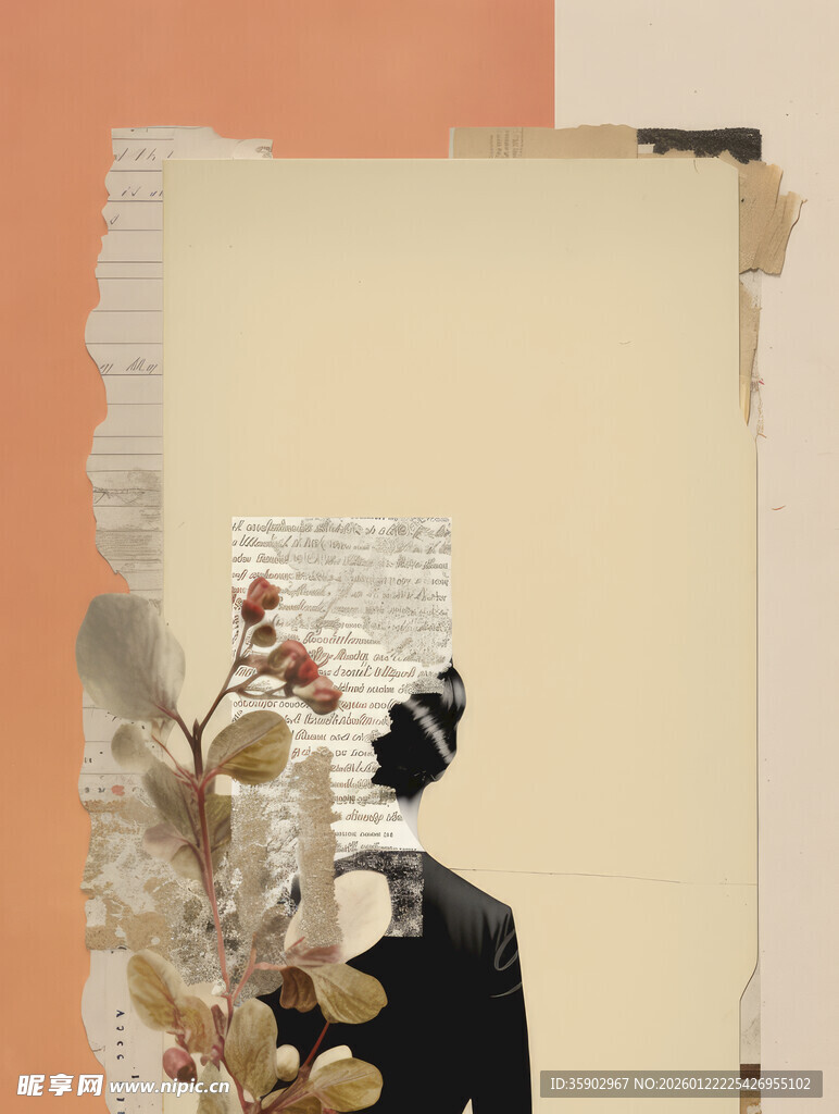 复古拼贴风人物艺术画面