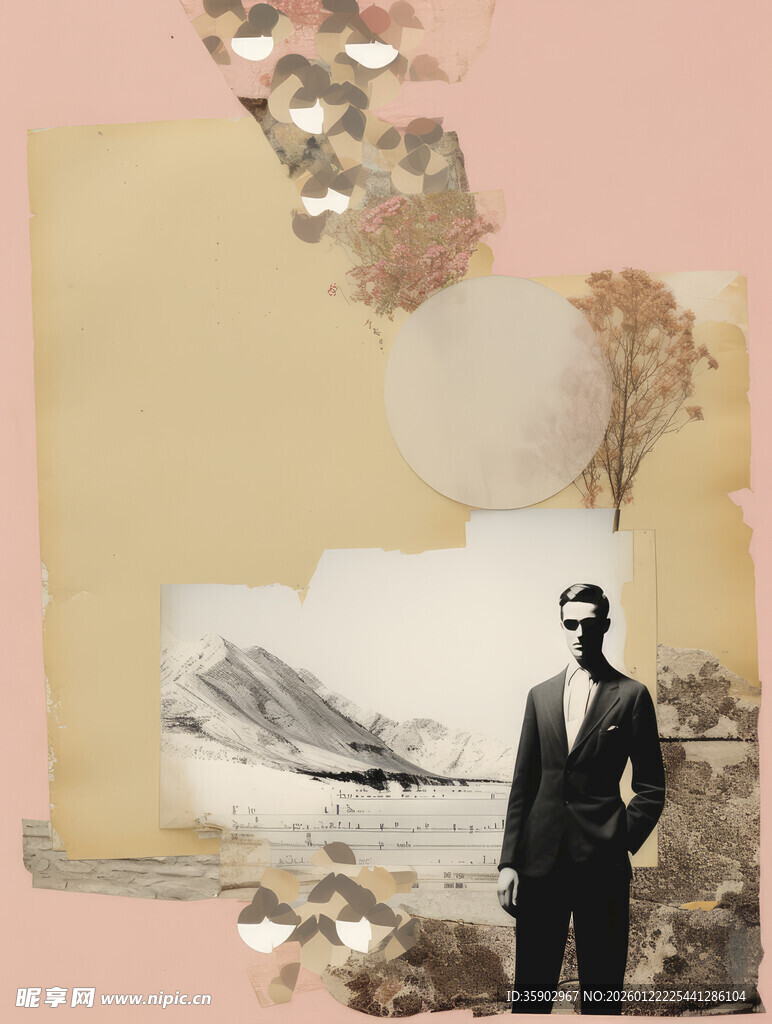 复古风男士照片拼贴艺术